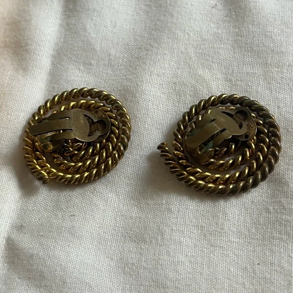RARE-Vintage Eduard Rambaud Gold Spiral Earrings - Picture 5 of 5